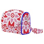 A Red And White Pattern With A Flower On It Satchel Shoulder Bag