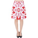 A Red And White Pattern With A Flower On It Velvet High Waist Skirt