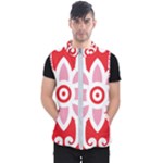 A Red And White Pattern With A Flower On It Men s Puffer Vest