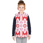 A Red And White Pattern With A Flower On It Kids  Hooded Puffer Vest