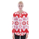 A Red And White Pattern With A Flower On It Womens Long Sleeve Shirt