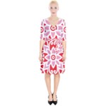 A Red And White Pattern With A Flower On It Wrap Up Cocktail Dress