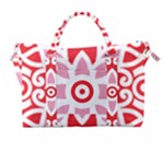 A Red And White Pattern With A Flower On It Carry-on Travel Shoulder Bag