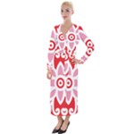 A Red And White Pattern With A Flower On It Velvet Maxi Wrap Dress