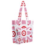 A Red And White Pattern With A Flower On It Everyday Shoulder Bag with Pouch Bag