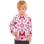 A Red And White Pattern With A Flower On It Kids  Hooded Pullover