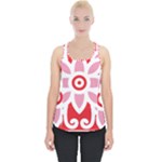 A Red And White Pattern With A Flower On It Piece Up Tank Top