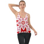 A Red And White Pattern With A Flower On It Chiffon Cami