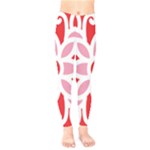 A Red And White Pattern With A Flower On It Kids  Leggings