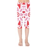 A Red And White Pattern With A Flower On It Kids  Capri Leggings 