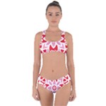 A Red And White Pattern With A Flower On It Criss Cross Bikini Set