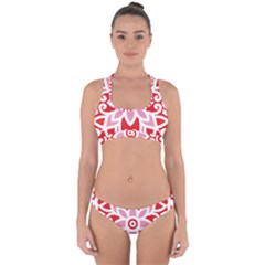 A Red And White Pattern With A Flower On It Cross Back Hipster Bikini Set from ArtsNow.com