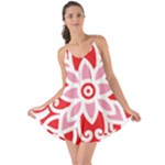 A Red And White Pattern With A Flower On It Love the Sun Cover Up