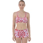 A Red And White Pattern With A Flower On It Perfect Fit Gym Set