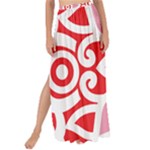 A Red And White Pattern With A Flower On It Maxi Chiffon Tie-Up Sarong