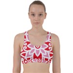 A Red And White Pattern With A Flower On It Back Weave Sports Bra