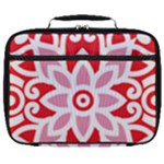 A Red And White Pattern With A Flower On It Full Print Lunch Bag