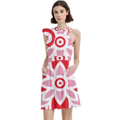 Cocktail Party Halter Sleeveless Dress With Pockets 