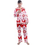 A Red And White Pattern With A Flower On It Men s Long Sleeve Satin Pajamas Set