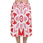 A Red And White Pattern With A Flower On It Velvet Flared Midi Skirt