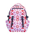 A Red And White Pattern With A Flower On It Carry-on Double Buckle Travel Backpack