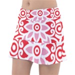 A Red And White Pattern With A Flower On It Classic Tennis Skirt