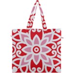 A Red And White Pattern With A Flower On It Canvas Travel Bag