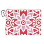 A Red And White Pattern With A Flower On It Canvas Cosmetic Bag (XL)