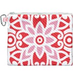 A Red And White Pattern With A Flower On It Canvas Cosmetic Bag (XXXL)