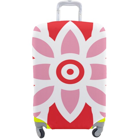 A Red And White Pattern With A Flower On It Luggage Cover (Large) from ArtsNow.com