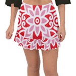 A Red And White Pattern With A Flower On It Fishtail Mini Chiffon Skirt