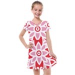 A Red And White Pattern With A Flower On It Kids  Cross Web Dress