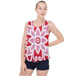 A Red And White Pattern With A Flower On It Bubble Hem Chiffon Tank Top