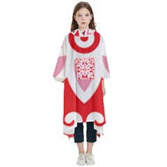 A Red And White Pattern With A Flower On It Kids  Hooded Rain Ponchos from ArtsNow.com