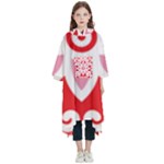 A Red And White Pattern With A Flower On It Kids  Hooded Rain Ponchos