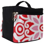 A Red And White Pattern With A Flower On It Make Up Travel Bag (Big)