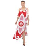 A Red And White Pattern With A Flower On It Maxi Chiffon Cover Up Dress