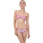 A Red And White Pattern With A Flower On It Classic Bandeau Bikini Set