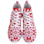 A Red And White Pattern With A Flower On It Men s Lightweight High Top Sneakers