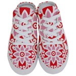 A Red And White Pattern With A Flower On It Half Slippers