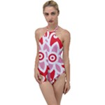 A Red And White Pattern With A Flower On It Go with the Flow One Piece Swimsuit