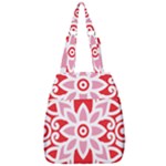 A Red And White Pattern With A Flower On It Center Zip Backpack