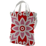 A Red And White Pattern With A Flower On It Canvas Messenger Bag