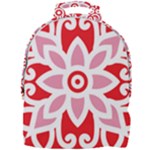 A Red And White Pattern With A Flower On It Mini Full Print Backpack