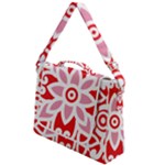 A Red And White Pattern With A Flower On It Box Up Messenger Bag