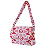 A Red And White Pattern With A Flower On It Full Print Messenger Bag (S)