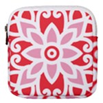 A Red And White Pattern With A Flower On It Mini Square Pouch