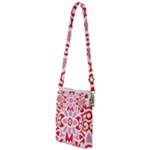 A Red And White Pattern With A Flower On It Multi Function Travel Bag