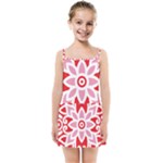 A Red And White Pattern With A Flower On It Kids  Summer Sun Dress