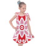 A Red And White Pattern With A Flower On It Kids  Tie Up Tunic Dress